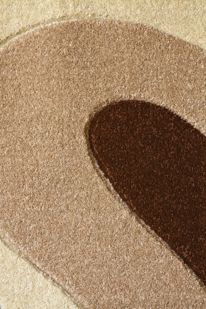 Detail of the carpet in brown, beige and white pastel colors in abstract curvesの写真素材