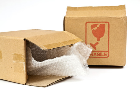 Boxes made ??of corrugated cardboard made ??of recycled paper intended for the packaging of various articlesの写真素材