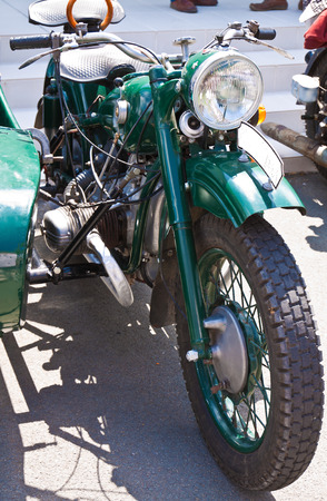 Details of vintage classic motorcycleの写真素材