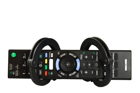 Remote control smart TV isolated on a white background