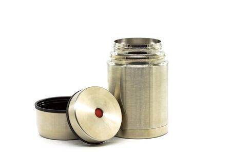 Stainless steel  for storing food and drinks, on a white backgroundの写真素材