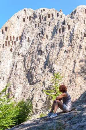 Ardino, Bulgaria - July 9,2021- "Kartal kaya" rock-cult complex in the southern Rhodopes, dating from the Iron Age.Selective focus with shallow depth of field.のeditorial素材