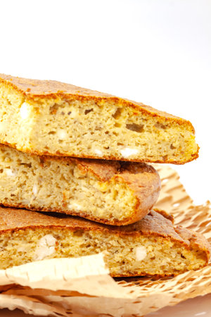 Homemade diet cornbread. Selective focus with shallow depth of field.