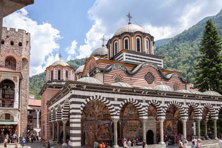 RIL MONASTERY, BULGARIA - 14.07. 2024: Tourist visit to the monastery of St. Ivan Rila, Kyustendil...