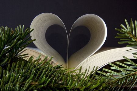 Book pages shaped as heartの写真素材