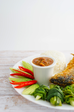 Thai Shrimp Paste Sauce with Rice Set, Focus Selectionの写真素材