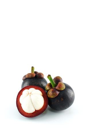 Mangosteen Isolated, White Backgroundの写真素材