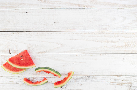 Watermelon Background with Free Text Space on Vintage White Woodenの写真素材