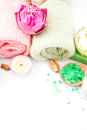 Spa with Lotus in Green and Pink Conceptの写真素材