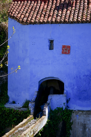 Moroccan Public Nature Water Path, Chefchaouen, Blue City of northwest Moroccoの写真素材