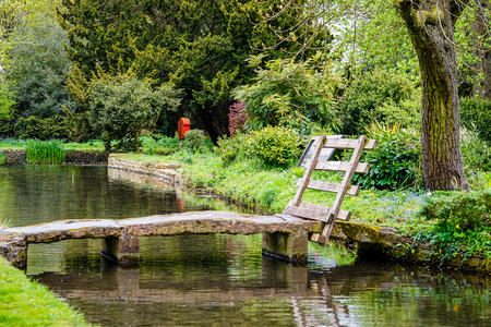 Small Stone Bridge Cross The River Eye in The Village of Lower Slaughter, Cotswold