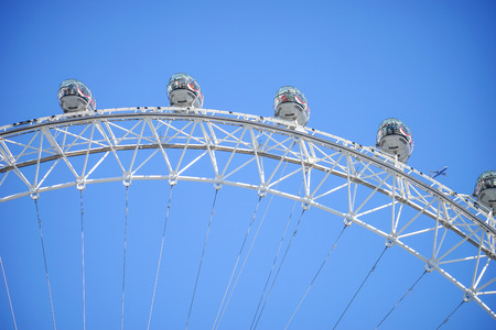London, United Kingdom. April 9, 2017. The Eye of London with Capsules on The Ferris Wheel, South Bank of River Thames, Riverside Building, Westminsterのeditorial素材