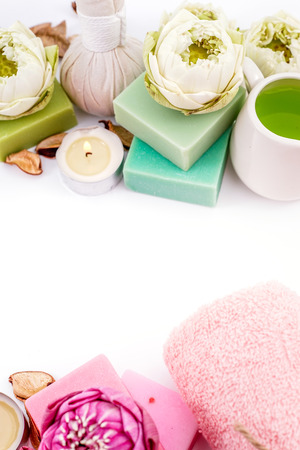 Spa with Lotus in Green and Pink Conceptの写真素材