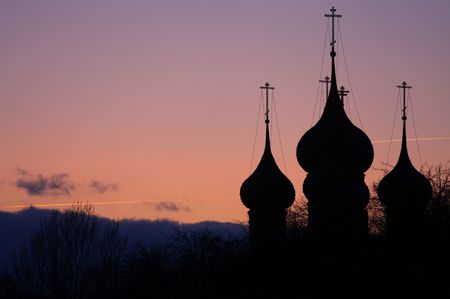 church silhouette sunset sky architecture spiritualityの写真素材