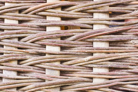 wooden Wicker fence can be used as background or textureの写真素材