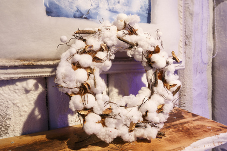 white wreath of cotton in Finlandの写真素材