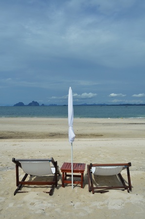sun bath benches at muk islandの写真素材