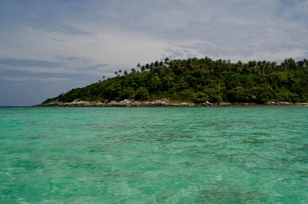 raya island and turquoise sea in Phuketの写真素材