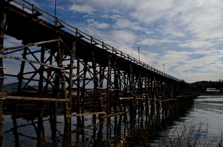 wooden bridge in Kanchanaburee, Thailandの写真素材