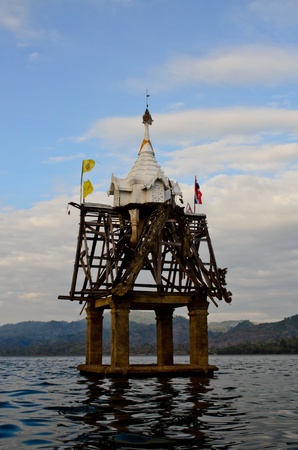 sunk temple in Kanchanaburee Thailandの写真素材