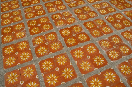 colorful floor of Thai temple