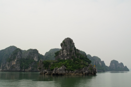 limestone islands in Halong Bay, Vietnamの写真素材