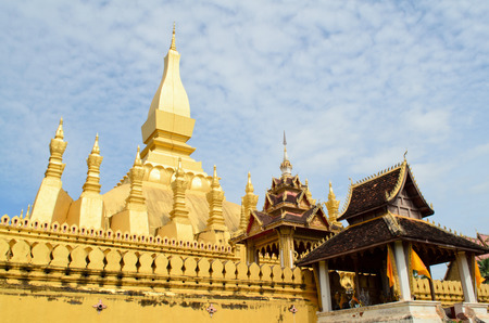 Pha That Luang Pagoda in Vientiane, Laoの写真素材