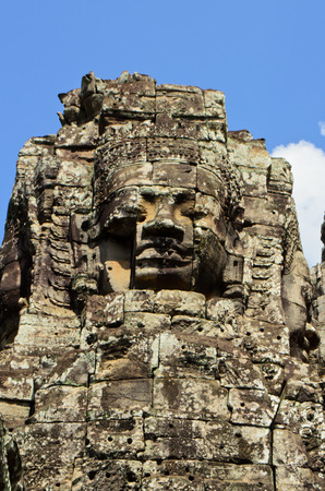 giant face tower at Bayonの写真素材