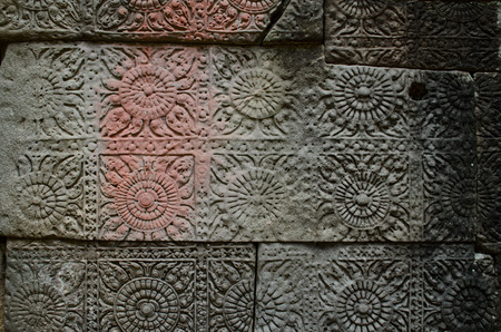 sculpture at Angkor Thomの写真素材
