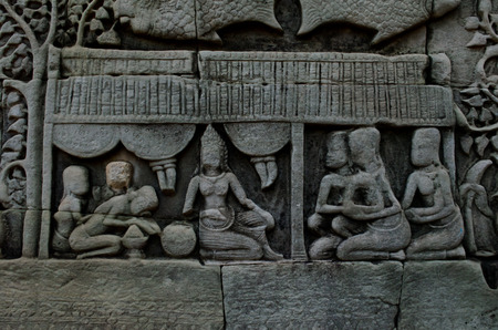 sculpture of palace at Bayonの写真素材