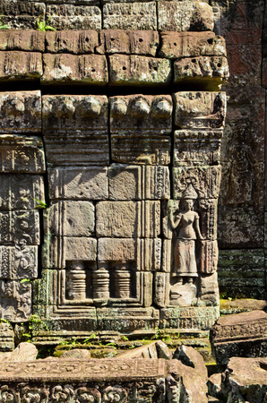sculpture of Apsara at Banteay Kdai, Angkor Thomの写真素材