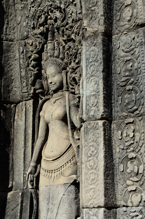 Apsara sculpture at Bayonの写真素材
