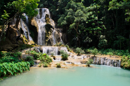 Tad Kwangsi waterfall in Luang Prabangの写真素材