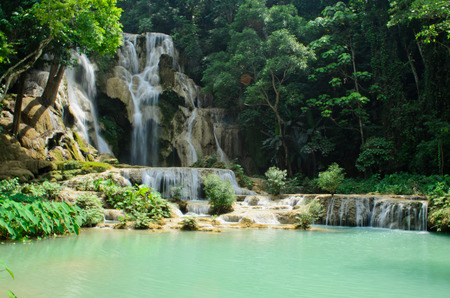 Tad Kwangsi waterfall in Luang Prabangの写真素材