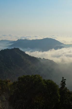 foggy mountain in Myanmarの写真素材