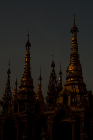 Shwedagon Pagoda at nightの写真素材