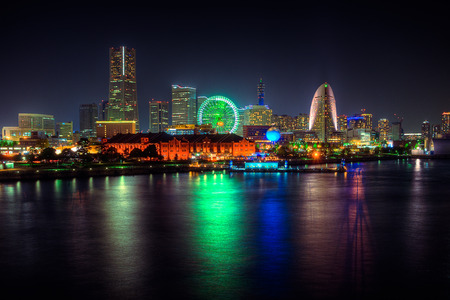 Yokohama at night  HDR from Osahnbashi Pierのeditorial素材