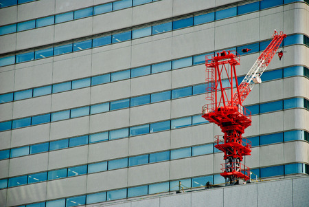 Maintenance Crane for a building at Yokohama, Japanの写真素材