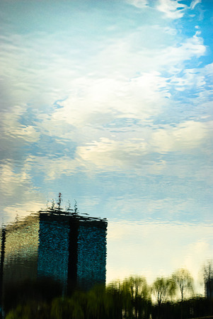 Water reflection at Tokyo, Japan.の写真素材