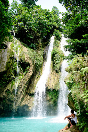 A majestic Mag-Aso Falls at Kabankalan, Negros Occidentalの写真素材