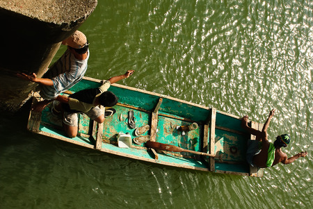 A group of fishermen using hook for fishing.の写真素材