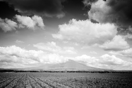 Philippine volcano Mt. Canlaon in black and white