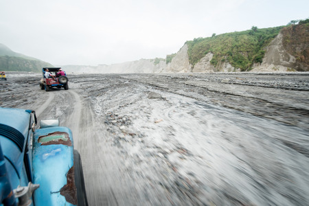 Exploring Mt. Pinatubo. An hour of 4x4 ride through Capasの写真素材