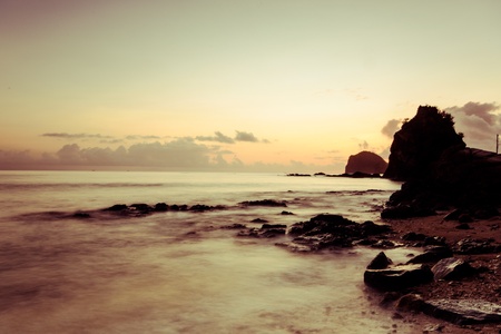Photographing rock formation at sunriseの素材
