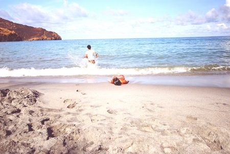 Enjoying the beach of Zambales, Philippinesの写真素材