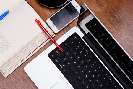 A mobile office ready to work anywhere at anytime.の写真素材