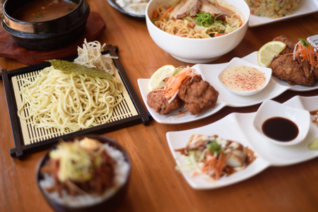 Japanese food served on the table.の写真素材