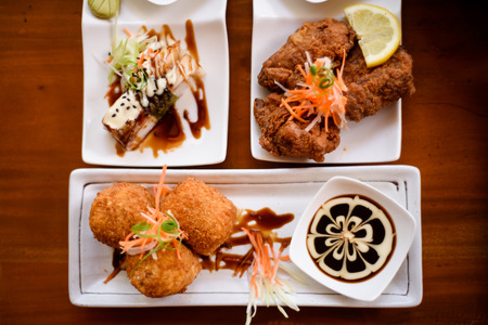 Japanese food served on the table.の写真素材