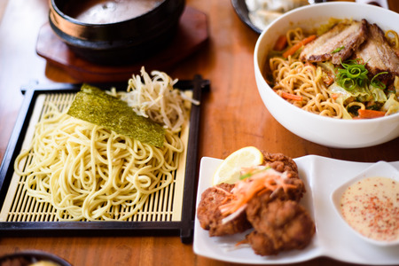 Japanese food served on the table.の写真素材
