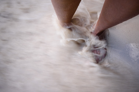 Powdery white sand of El Nido, Palawan.の写真素材